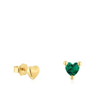 18KT GOLD PLATING OVER SILVER EARRINGS WITH LAB-GROWN EMERALD GARDEN OF LOVE LGG
